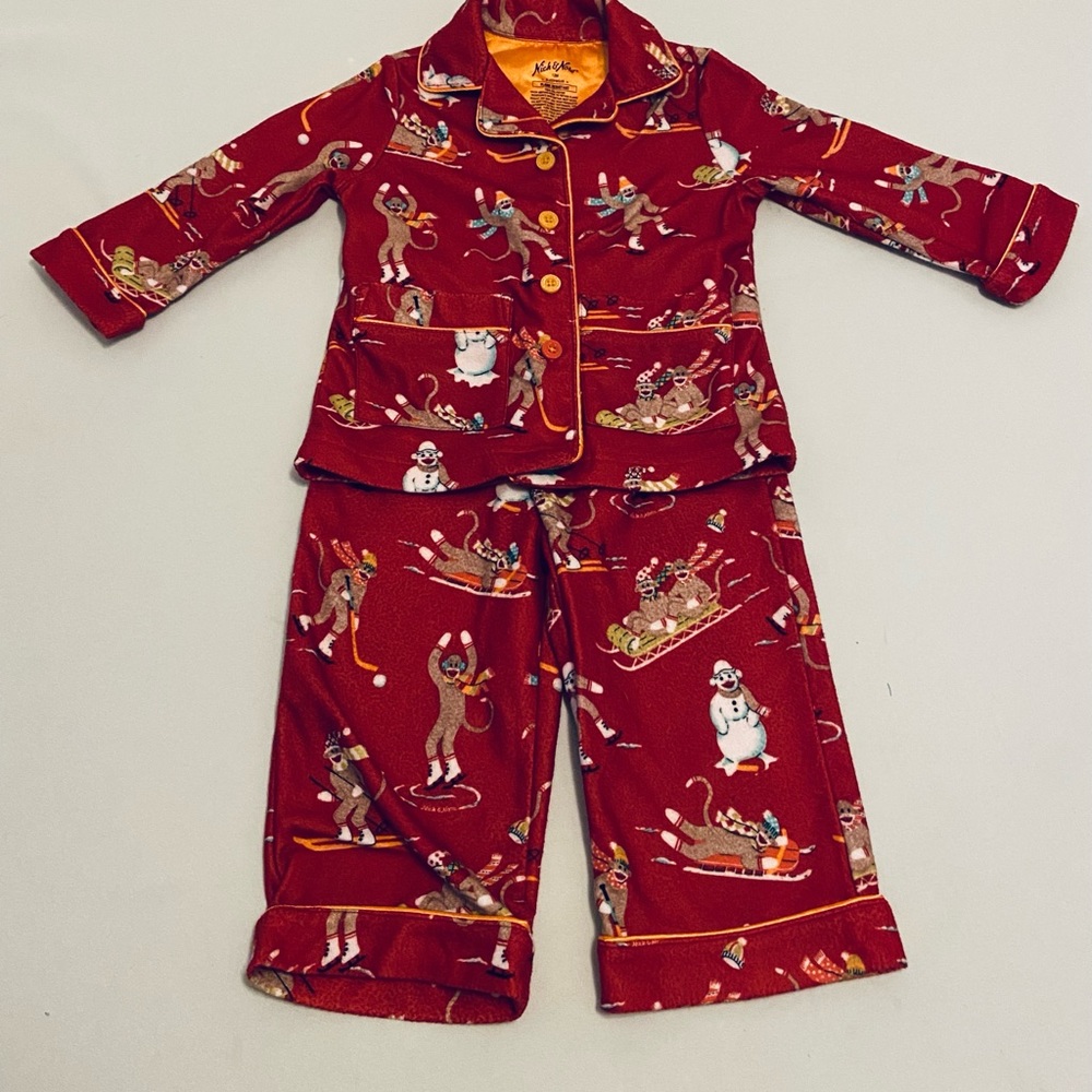 Nick & Nora Sock Monkey 12M Pajamas